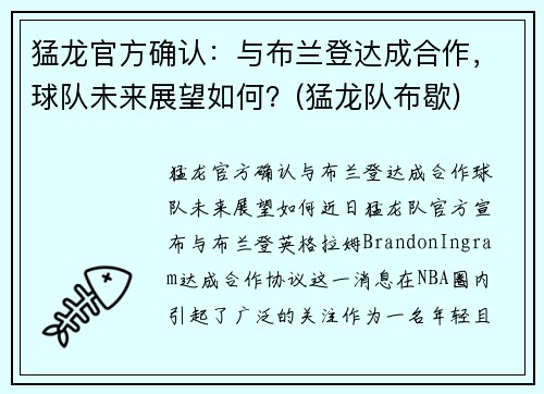 猛龙官方确认：与布兰登达成合作，球队未来展望如何？(猛龙队布歇)